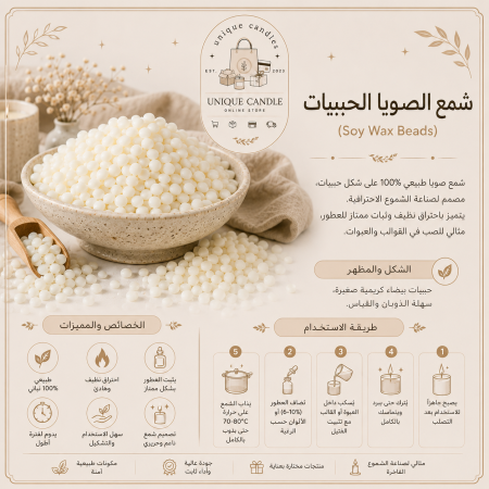 شمع الصويا الحبيبات (Soy Wax Beads) لصناعة الشموع الطبيعية
